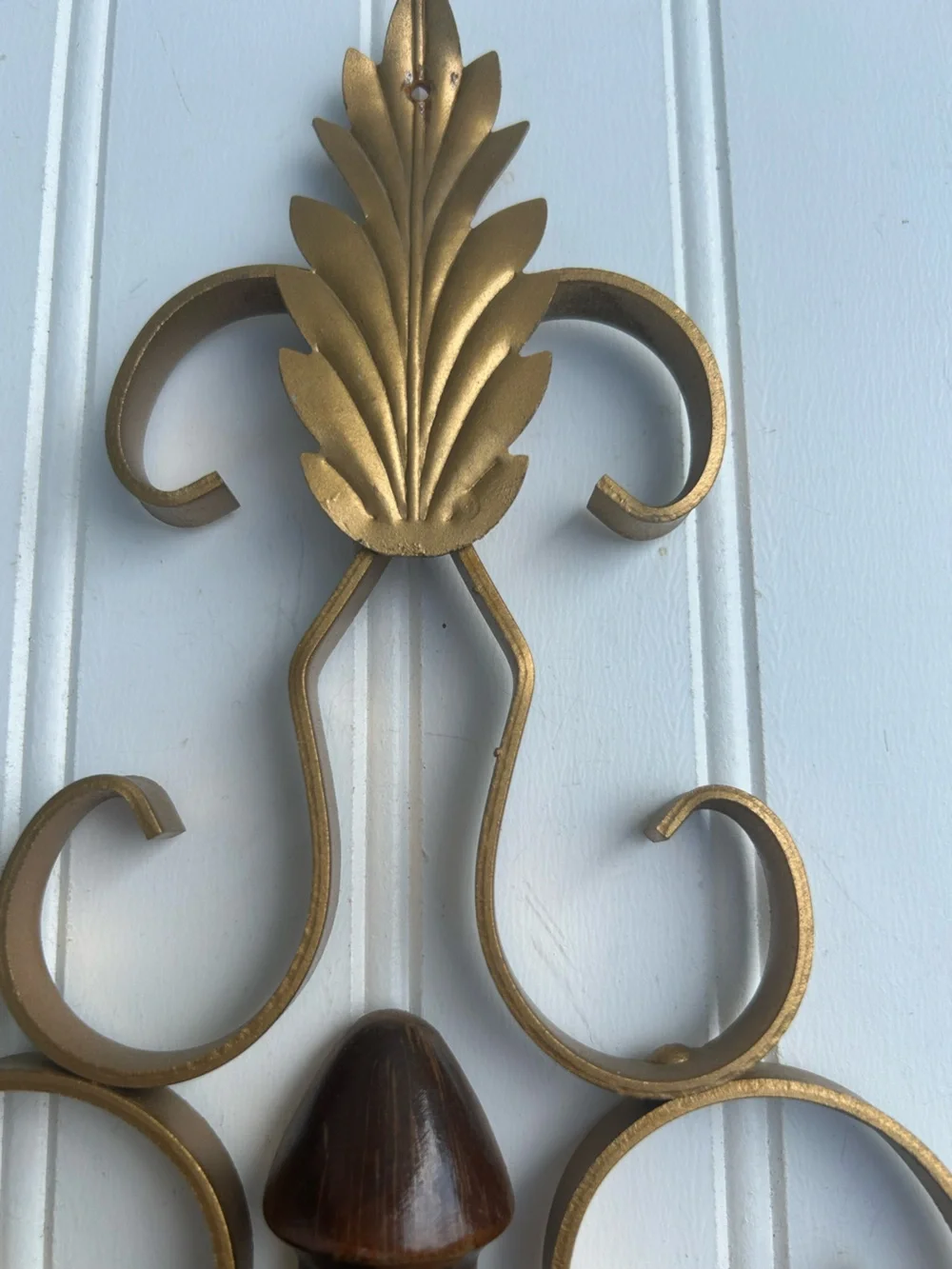 Vintage Sconce Gold Wood Wall Candle Holder Gallery Hollywood Regency 17x11
